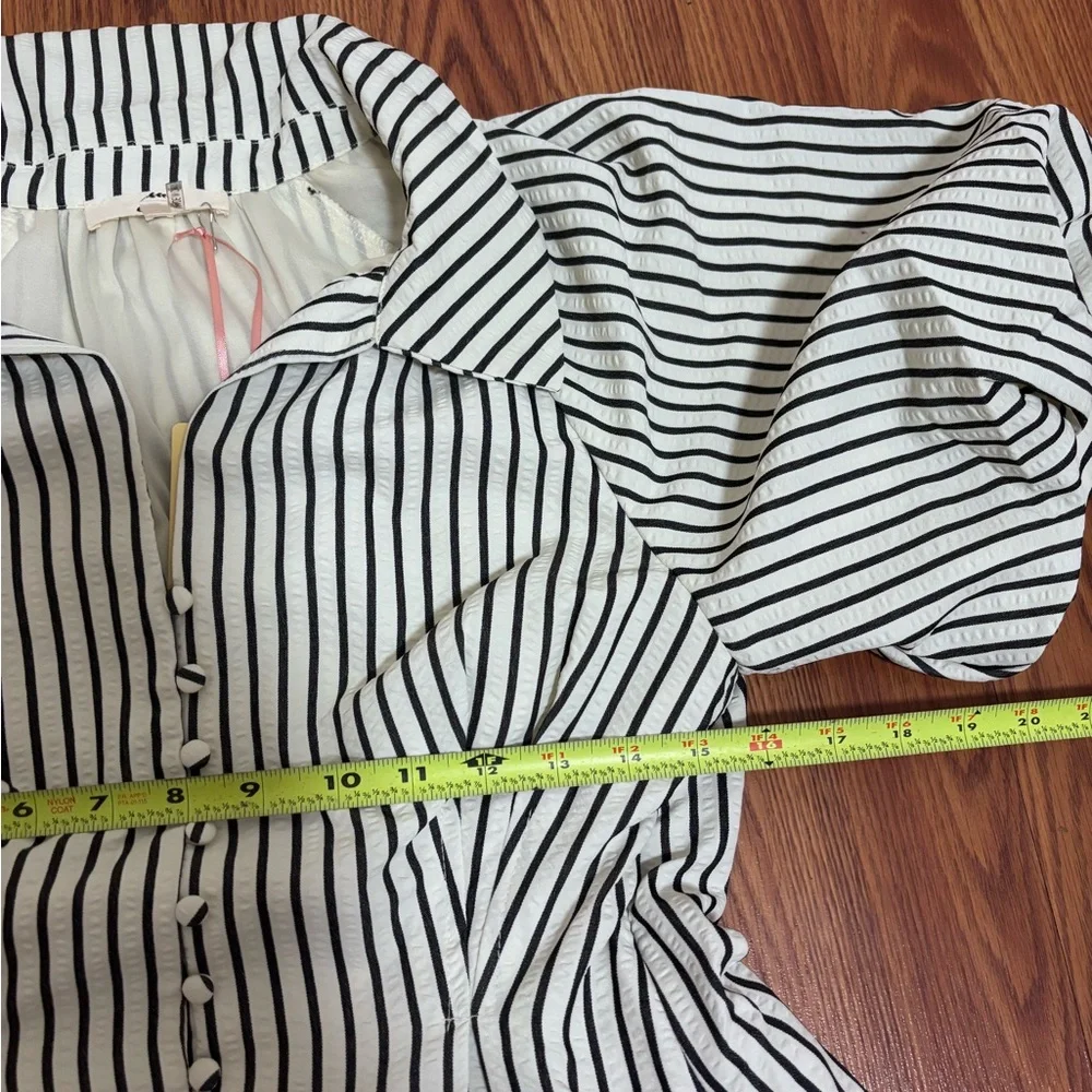 Entro striped button down puff sleeve dress NWT - Picture 5 of 6